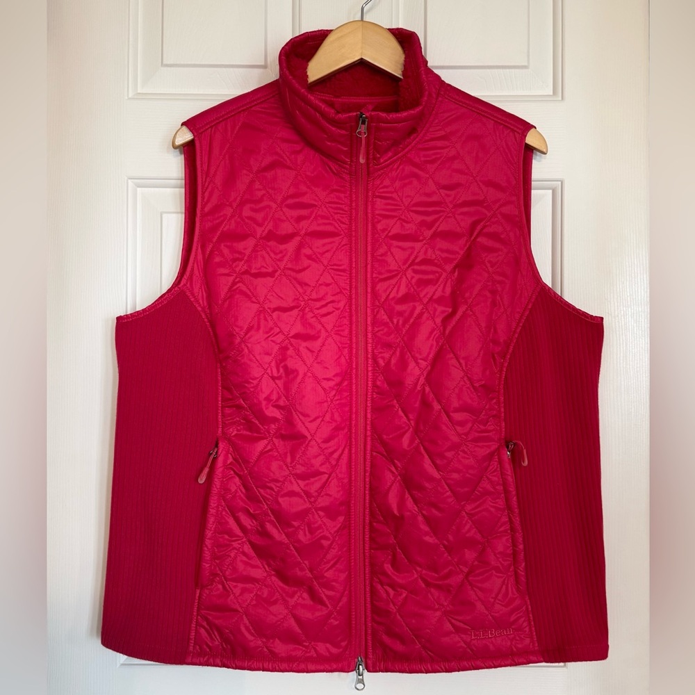 L.L. Bean red quilted vest